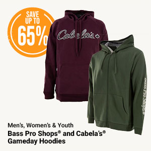 Mens, Womens and Youth Bass Pro Shops and Cabelas Gameday Hoodies