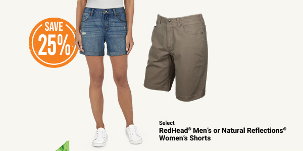 Select RedHead Mens or Natural Reflections Womens Shorts